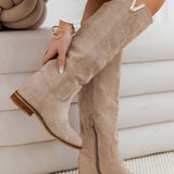 RANDA - Alexoo bézs velúr bokacsizma belső platformmal