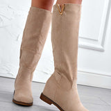 RANDA - Alexoo bézs velúr bokacsizma belső platformmal