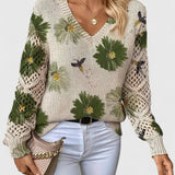 Bernadett - Virágmintás kötött felső