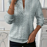 Gizella | Női pulóver cipzárral és fonott mintával